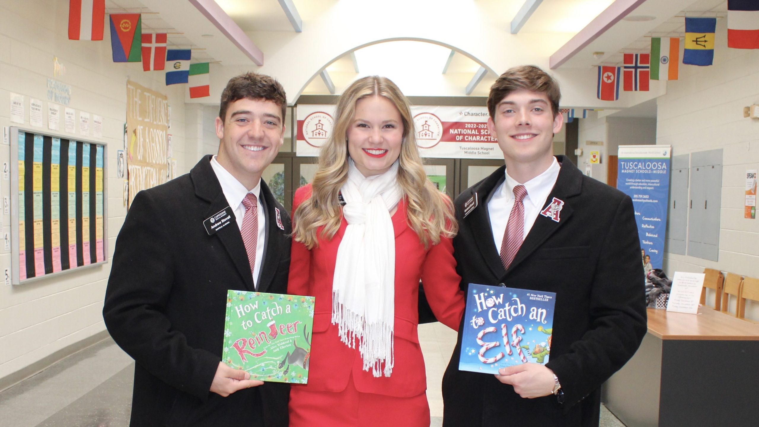 group photo with books